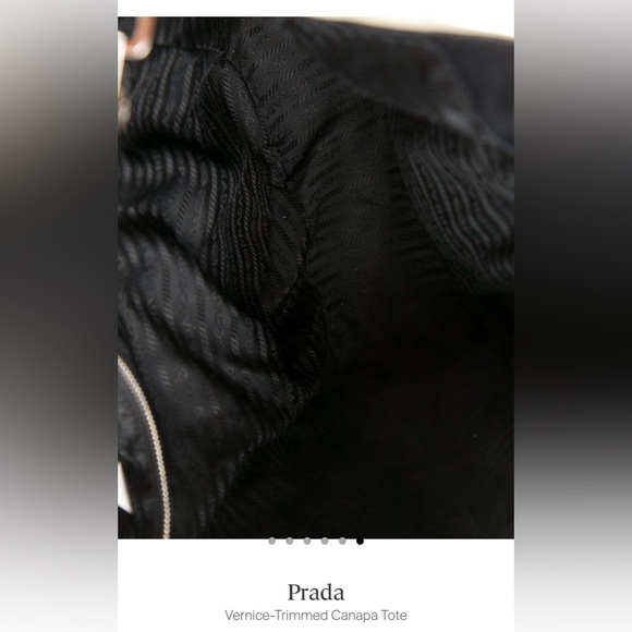 Prada Vernice-trimmed canapa tote - Picture 6 of 8